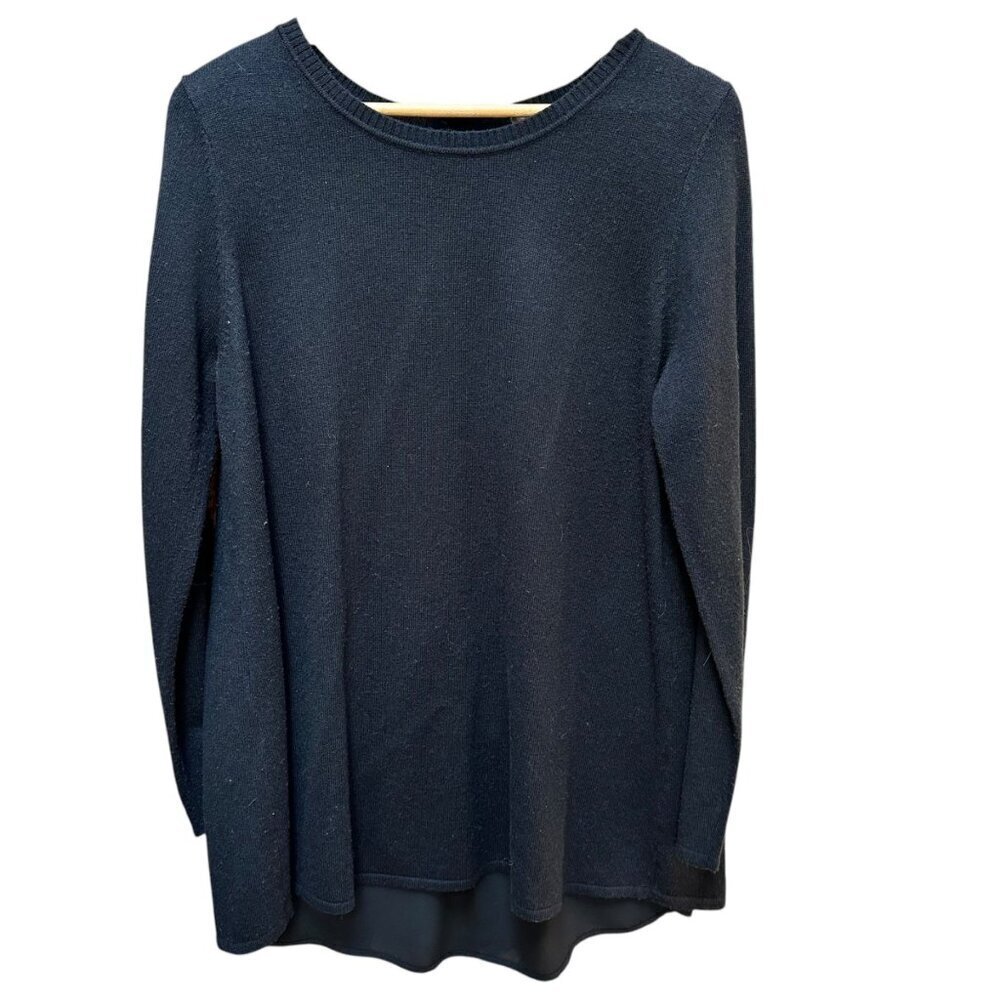 Soft Surroundings Sweater Black with Back Pleat  Career Mature Womens Large‎